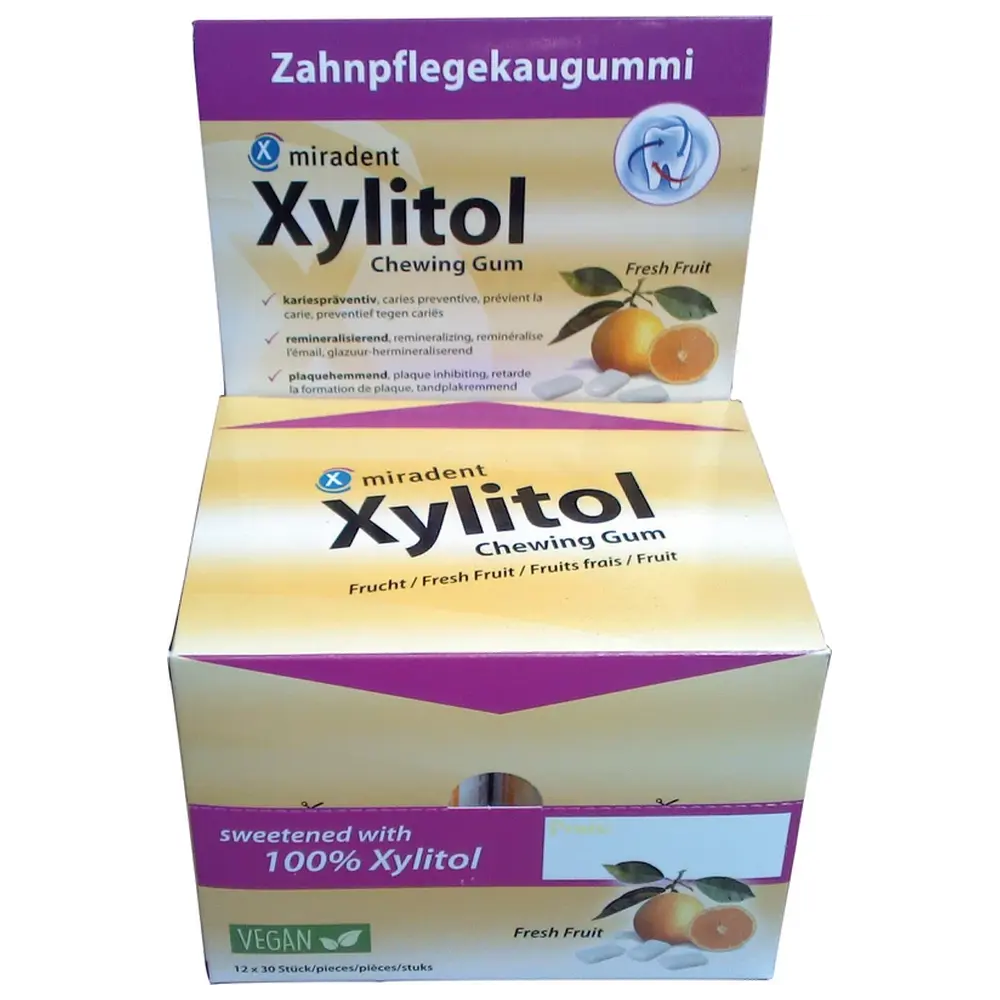 Hager & Werken Xylitol Chewing Gum - Display 12 x 30 Stück Fresh Fruit