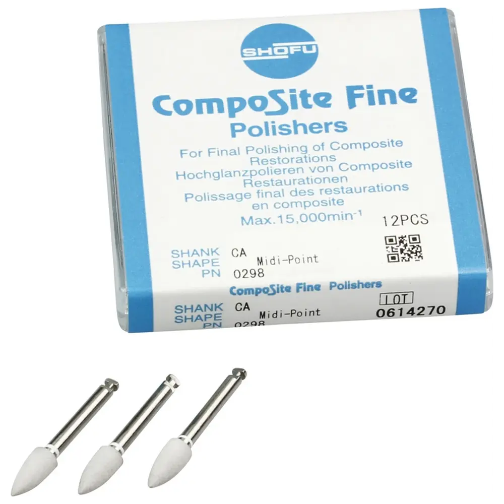 SHOFU CompoSite - Packung 12 Stück weiß fein, RA, Figur Midispitze, ISO 040