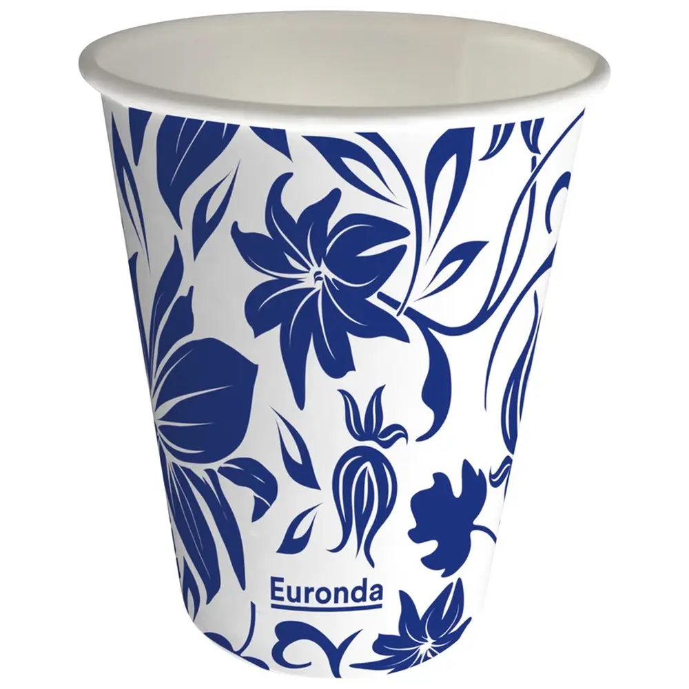 Euronda Monoart® Mundspülbecher Hartpapier - Karton 1.000 Stück Flower-blau, 180 ml