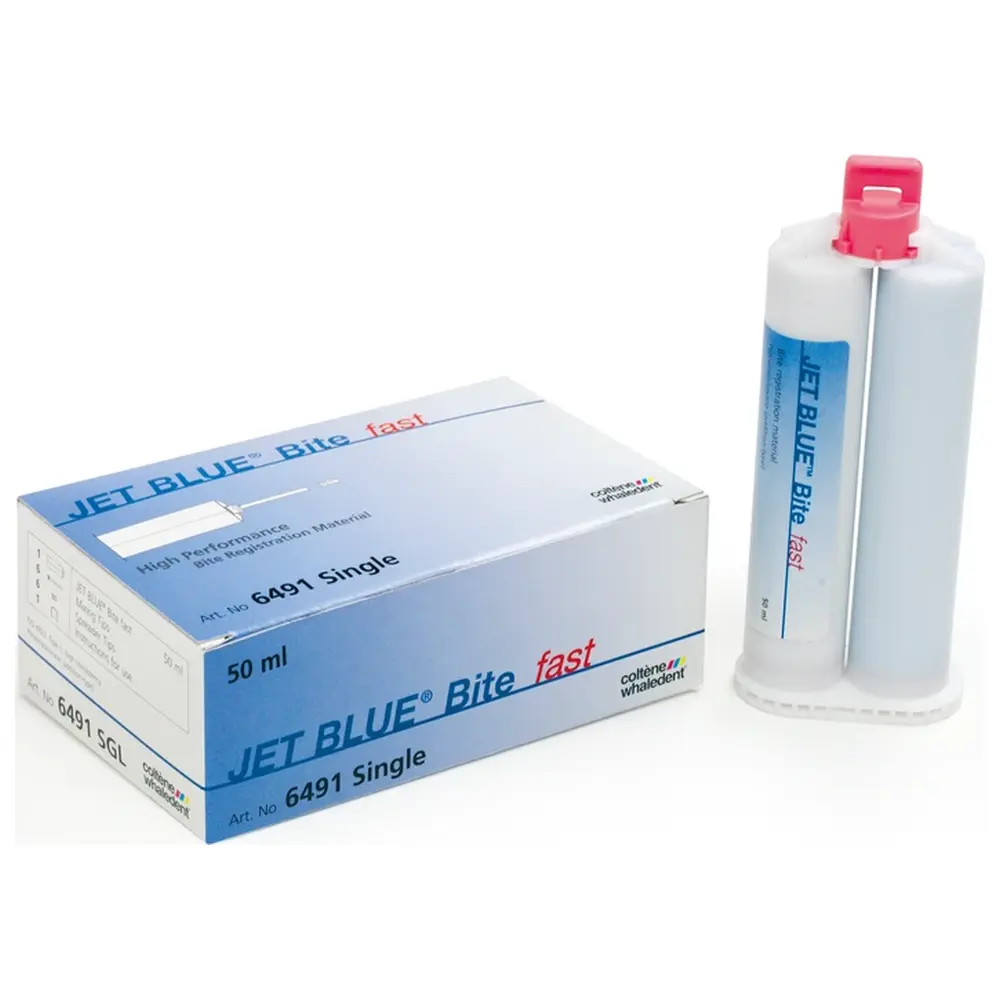 COLTENE JET BLUE® Bite fast - Packung 50 ml Doppelkartusche, 6 Mixing Tips, 6 Spreader Tips