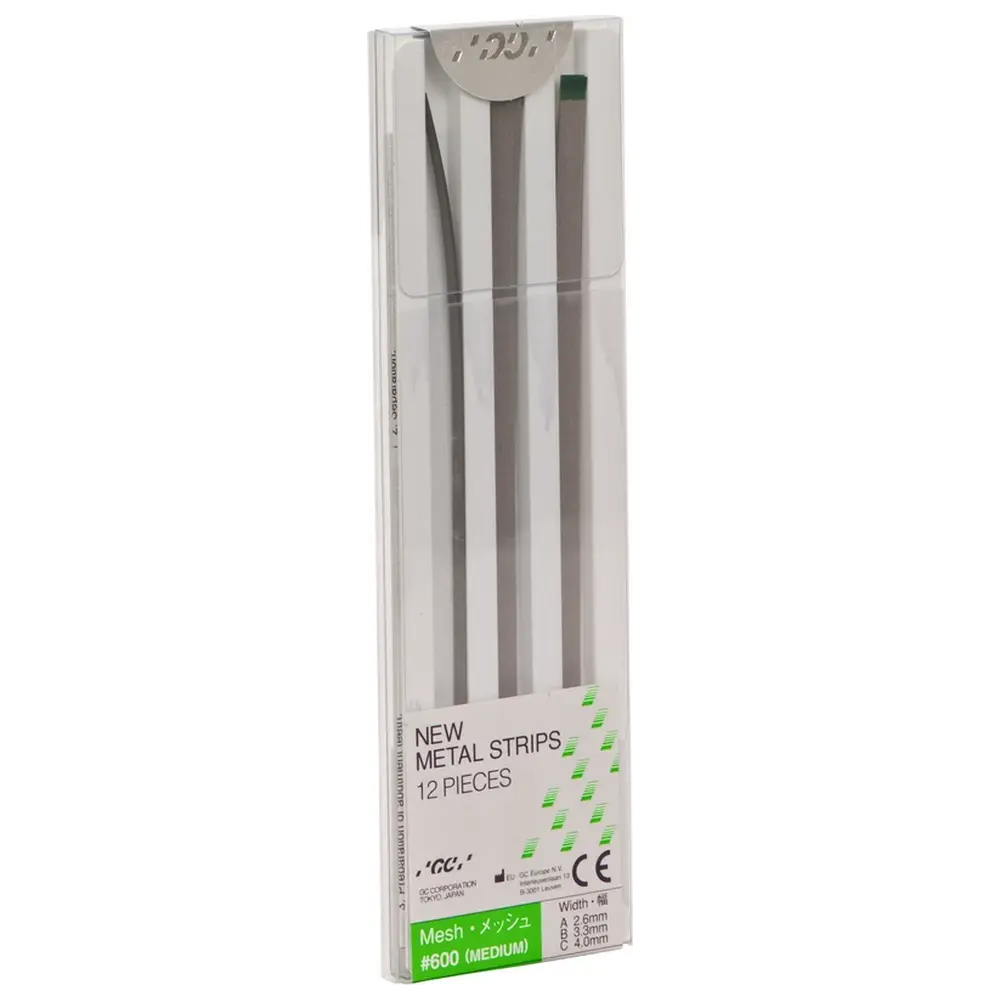 GC NEW METAL STRIPS - Packung 12 Stück (4 x 2,6 mm, 4 x 3,3 mm, 4 x 4 mm), Körnung 600