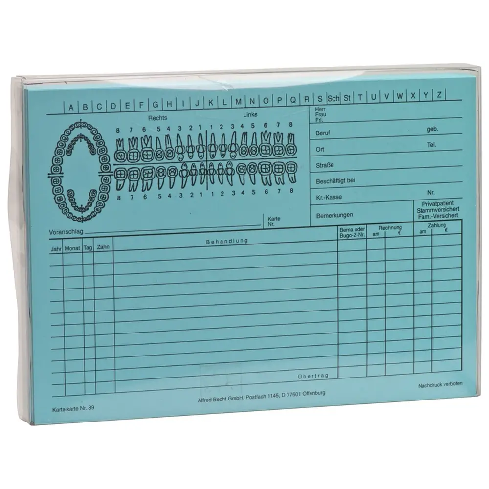 Becht Karteikarten - Packung 100 Karten blau