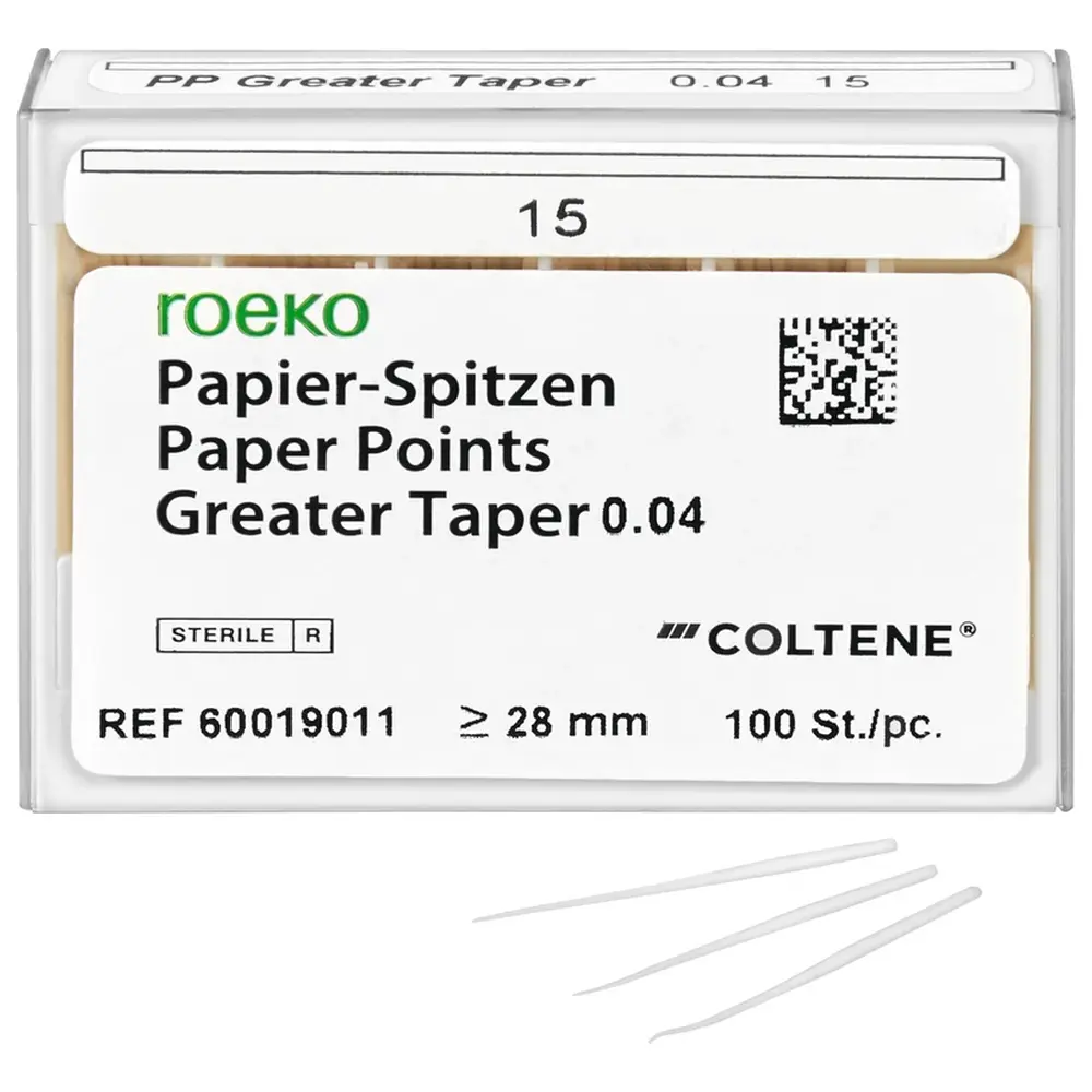 COLTENE roeko Papier-Spitzen Greater Taper - Packung 100 Stück Taper.04 ISO 015