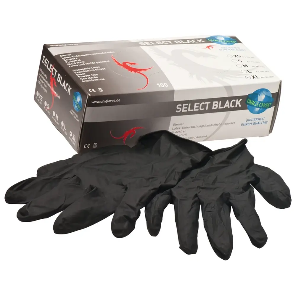 Unigloves SELECT® BLACK - Packung 100 Stück puderfrei, schwarz, XL