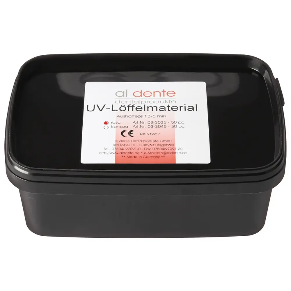 92343_UV_Loeffelmaterial__Packung_50_Stueck_rosa_OK al dente Dentalprodukte UV Löffelmaterial - Packung 50 Stück, rosa, OK