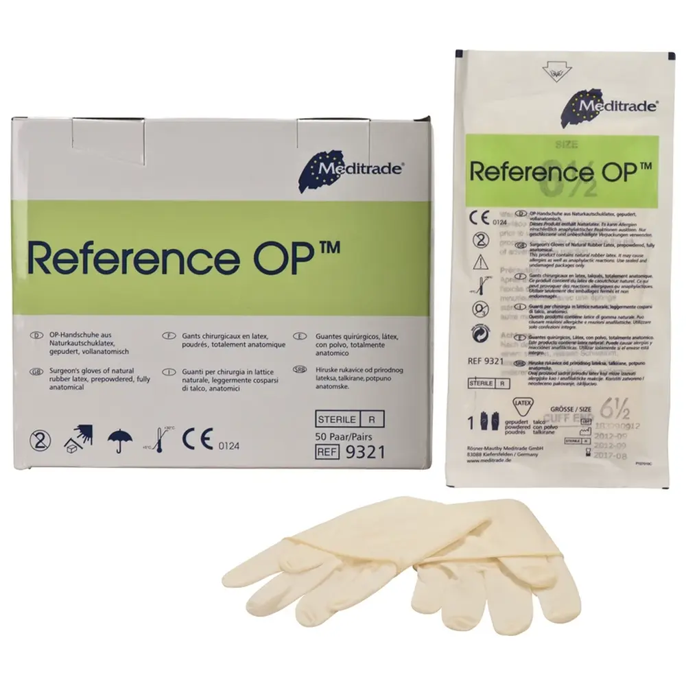 Meditrade Reference™ OP - Packung 50 Paar gepudert, natur, Größe 6,5