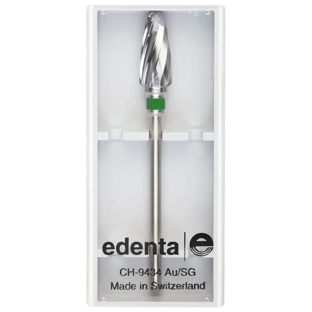 Edenta HM-Fräser Schliff 80 - Stück Einfachverzahnung grün grob, HP, Figur 274, 14 mm, ISO 060