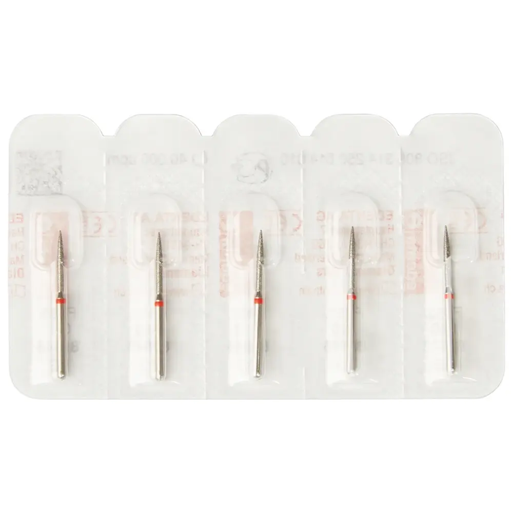 Edenta Diamanten 863 - Packung 5 Stück rot fein, FG, Figur 250 Flamme, 10 mm, ISO 010