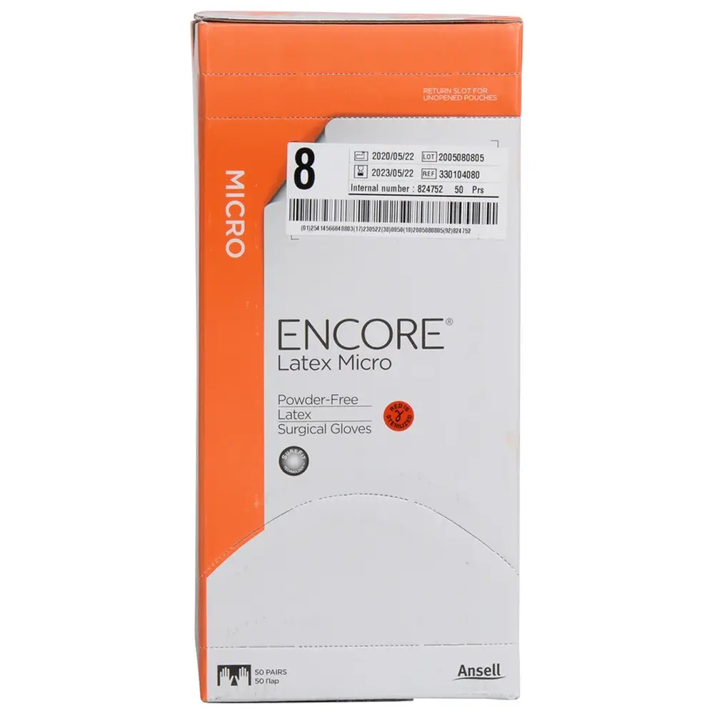 Ansell ENCORE® Latex Micro - Packung 50 Paar puderfrei, braun, Größe 8
