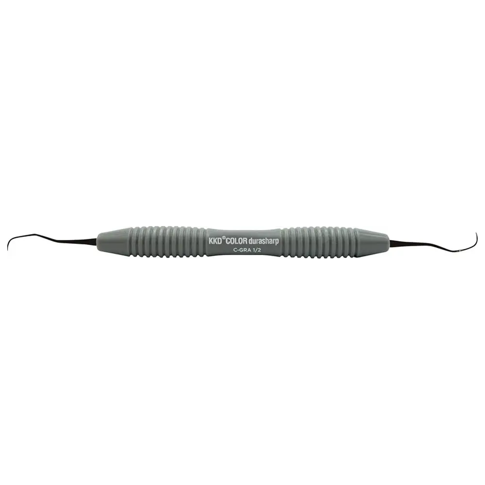 Kentzler-Kaschner KKD® COLOR durasharp Gracey Kürette - Stück Figur 1/2, für Frontzähne, grau, mit Silicongriff