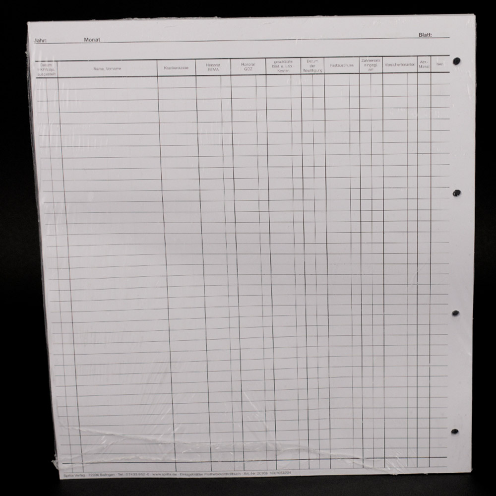 Einlageblatt Prothetik 50St