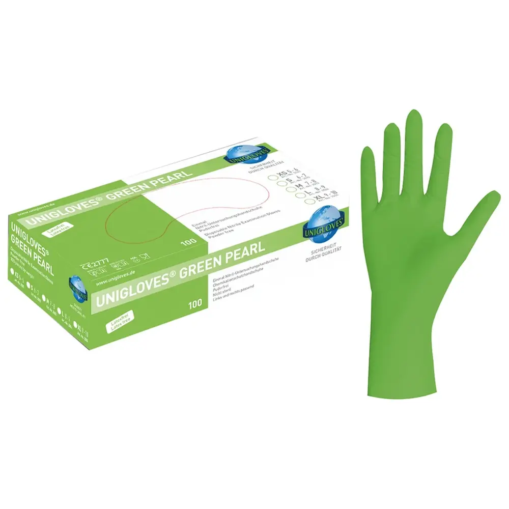 Unigloves GREEN PEARL - Packung 100 Stück puderfrei, grün, S Unigloves GREEN PEARL - Packung 100 Stück puderfrei, grün, S