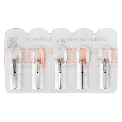 Edenta Diamanten 998 - Packung 5 St. schw. s-grob, FG, Figur 508 Konus rund m. Führungsst., 9 mm, 0,7 mm, ISO 023