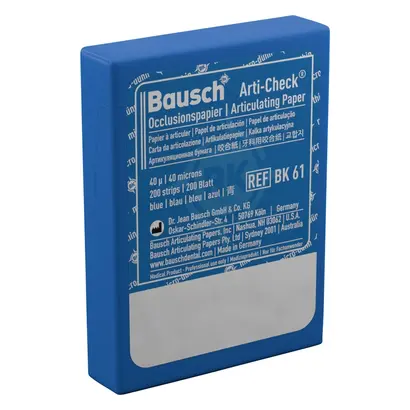 Dr. Jean Bausch GmbH & Co.KG Okklusionspapier 40my blau m.Spender BK61 Blatt 200 Dr. Jean Bausch GmbH & Co.KG Okklusionspapier 40my blau m.Spender BK61 Blatt 200