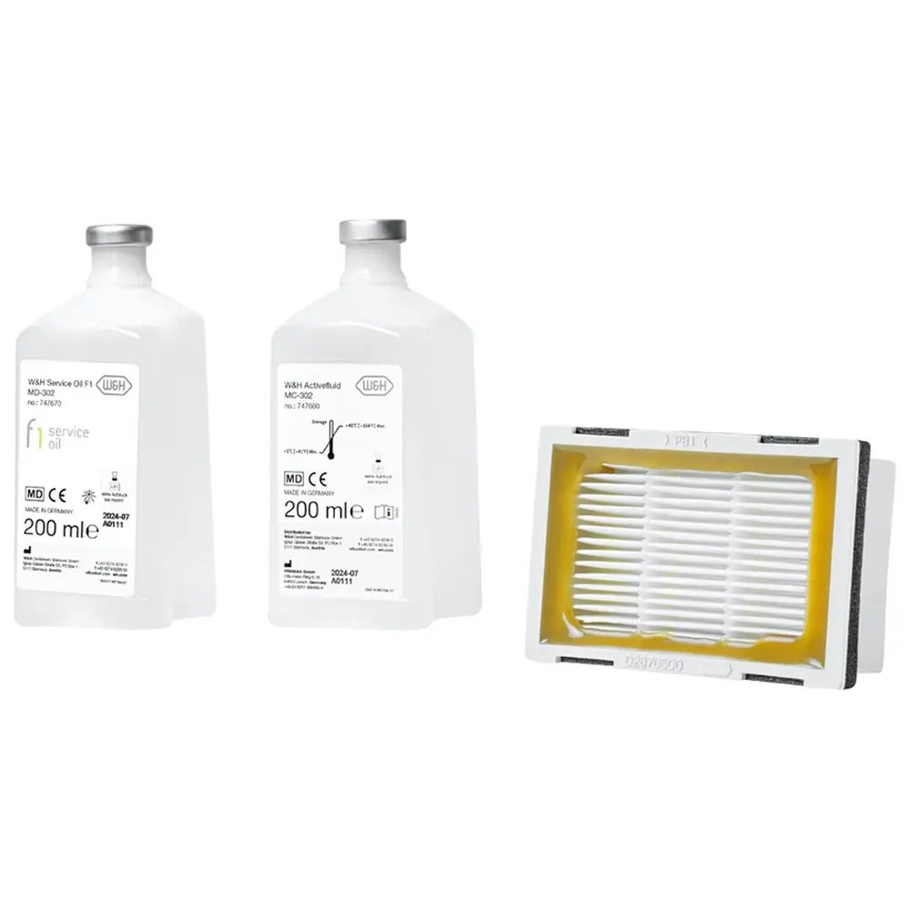 W&H One Care Set - Set 200 ml Aktivfluid, 200 ml Service Oil F1, 1 Filter