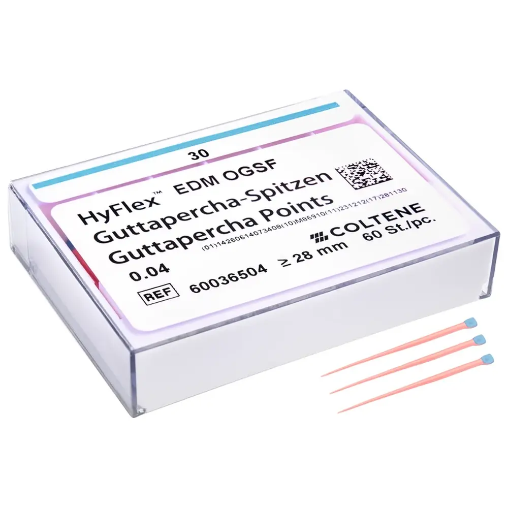 COLTENE HyFlex™ EDM Guttapercha-Spitzen - Packung 60 Stück OGSF, Taper.04, ISO 030