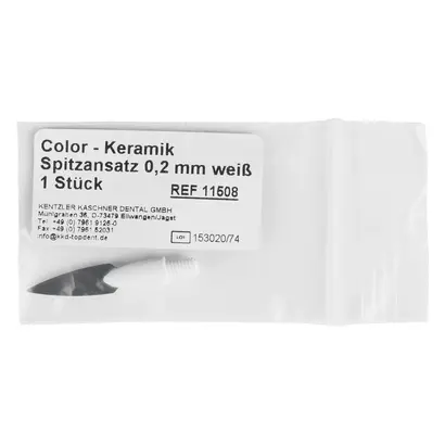 Kentzler-Kaschner TOPDENT Keramik-Modellier-Instrumente „Color“ - Ansätze - Stück für Nr. 2, Spitze, 0,2 mm, weiß, starr