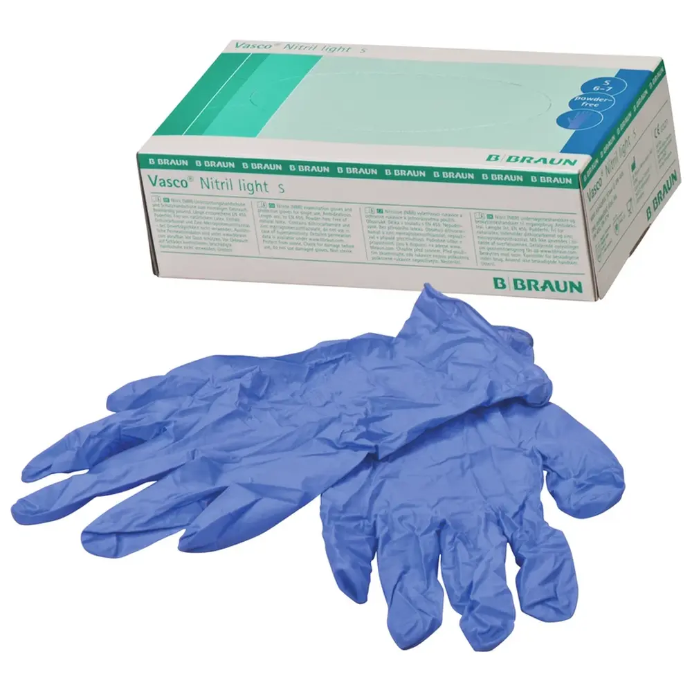 B. Braun Vasco® Nitril light - Packung 100 Stück puderfrei, blau, S