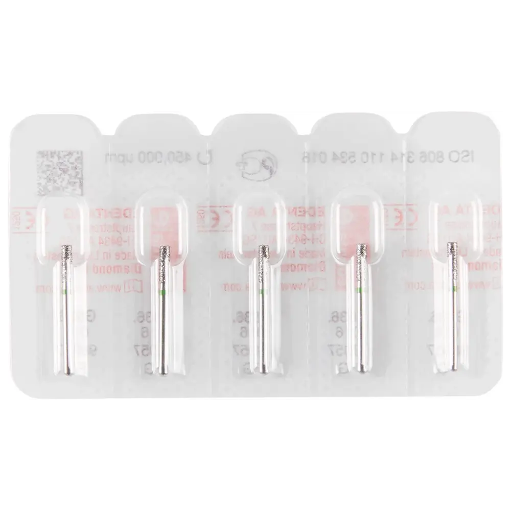 Edenta Diamanten 836 - Packung 5 Stück grün grob, FG, Figur 110 Zylinder flach, 6 mm, ISO 016