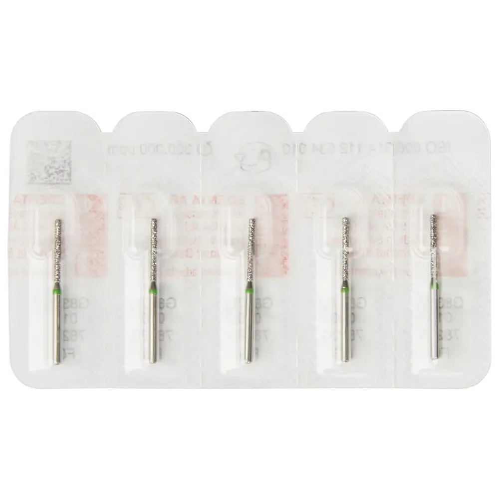 Edenta Diamanten 837L - Packung 5 Stück grün grob, FG, Figur 112 Zylinder lang, 10 mm, ISO 010