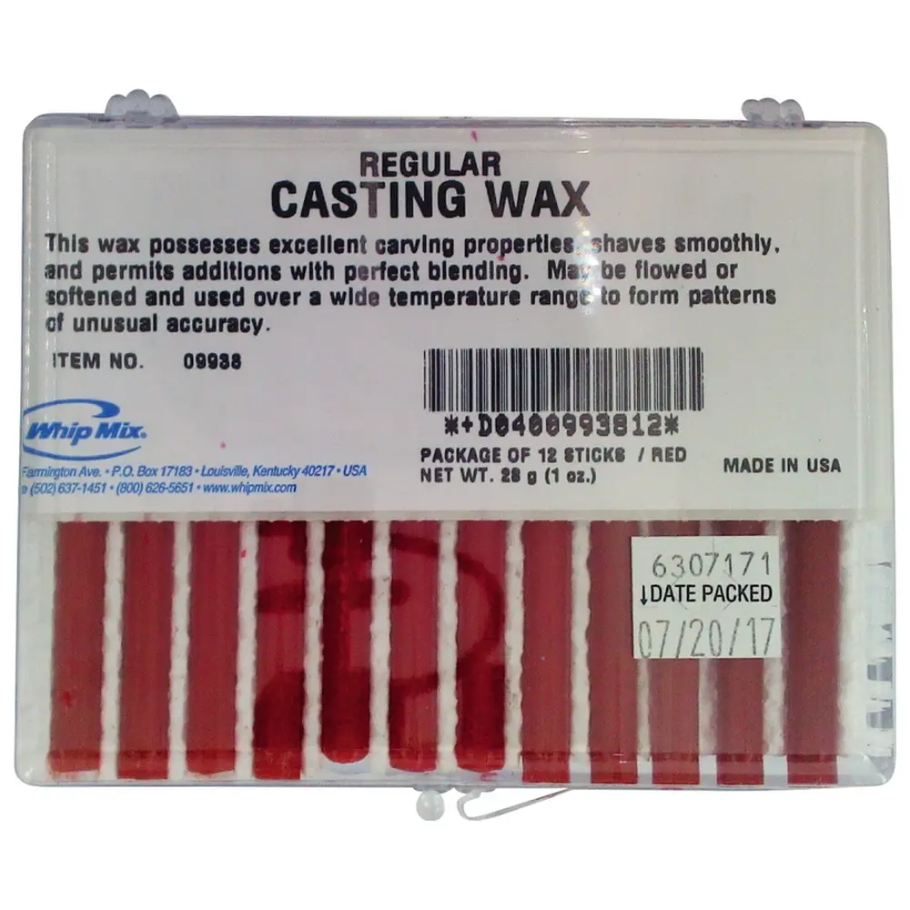 Whip Mix Casting Wax - Packung 12 Sticks rot