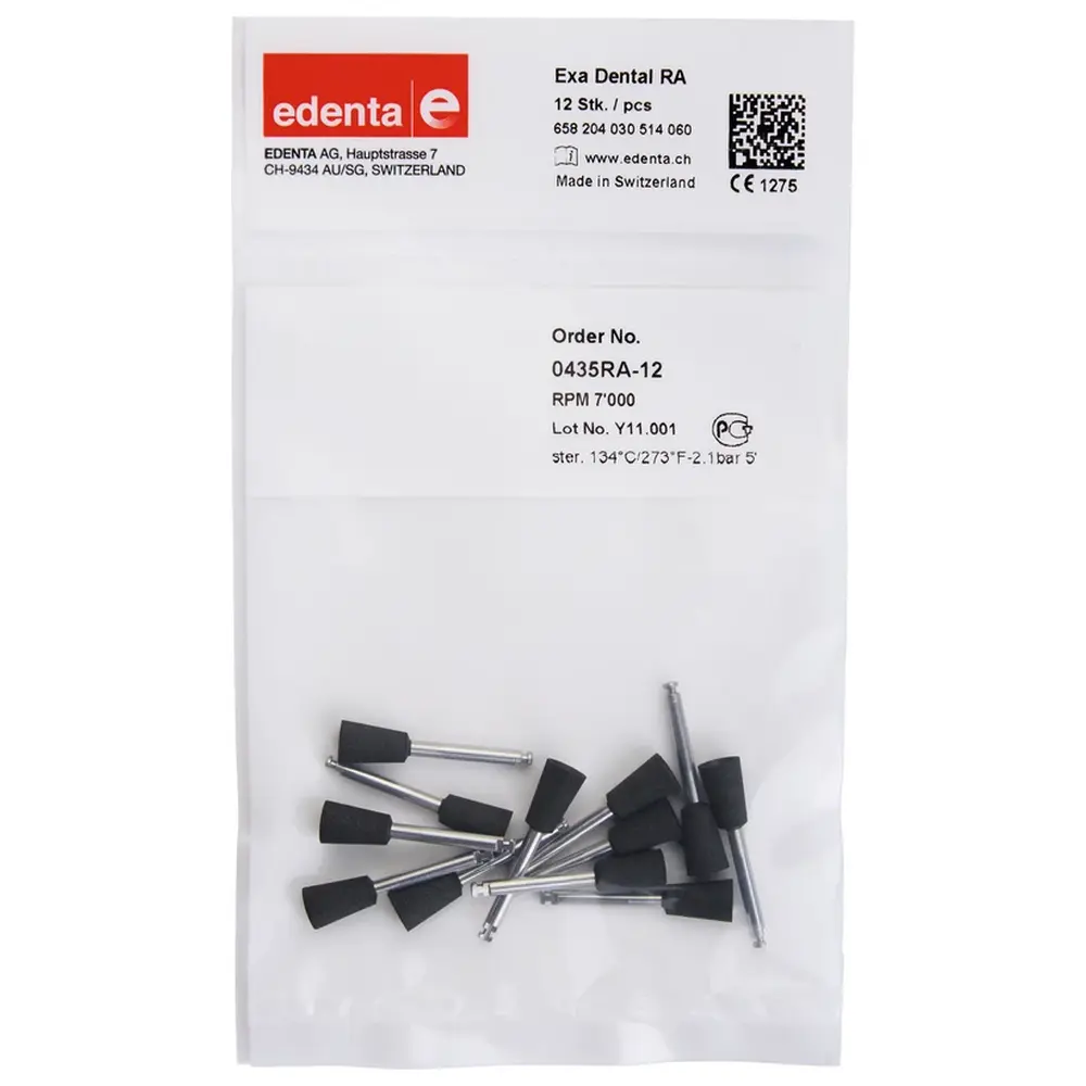 Edenta Exa Dental - Packung 12 Stück schwarz, RA, Figur 030, 10 mm, ISO 060