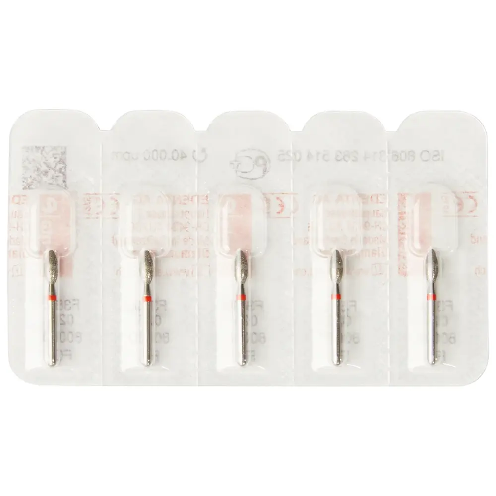 Edenta Diamanten 369 - Packung 5 Stück rot fein, FG, Figur 263 Knospe, 5,5 mm, ISO 025