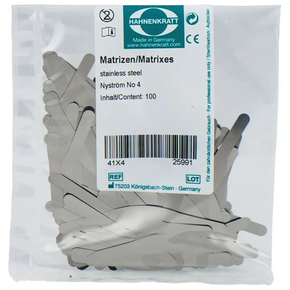 HAHNENKRATT Matrizen nach Nyström - Packung 100 Stück Stärke 0,04 mm Nr. 4