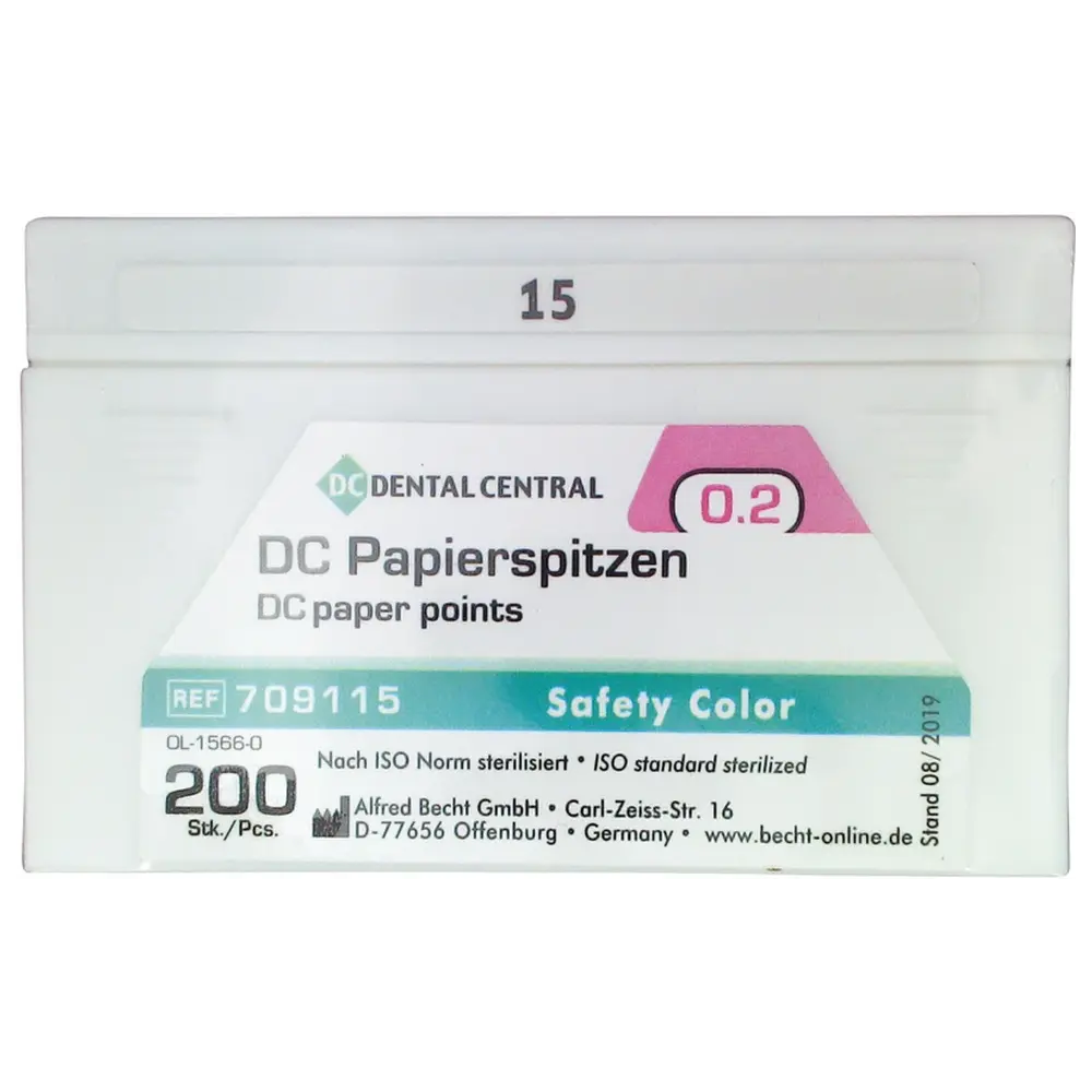 DC Dental Central DC Papierspitzen Color - Packung 200 Stück ISO 015 DC Dental Central DC Papierspitzen Color - Packung 200 Stück ISO 015