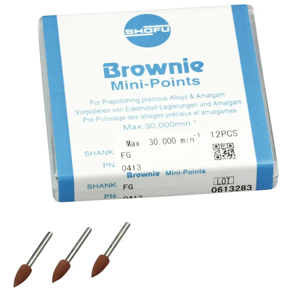 SHOFU Silikonpolierer - Packung 12 Stück braun, FG, Figur Minispitze, ISO 030