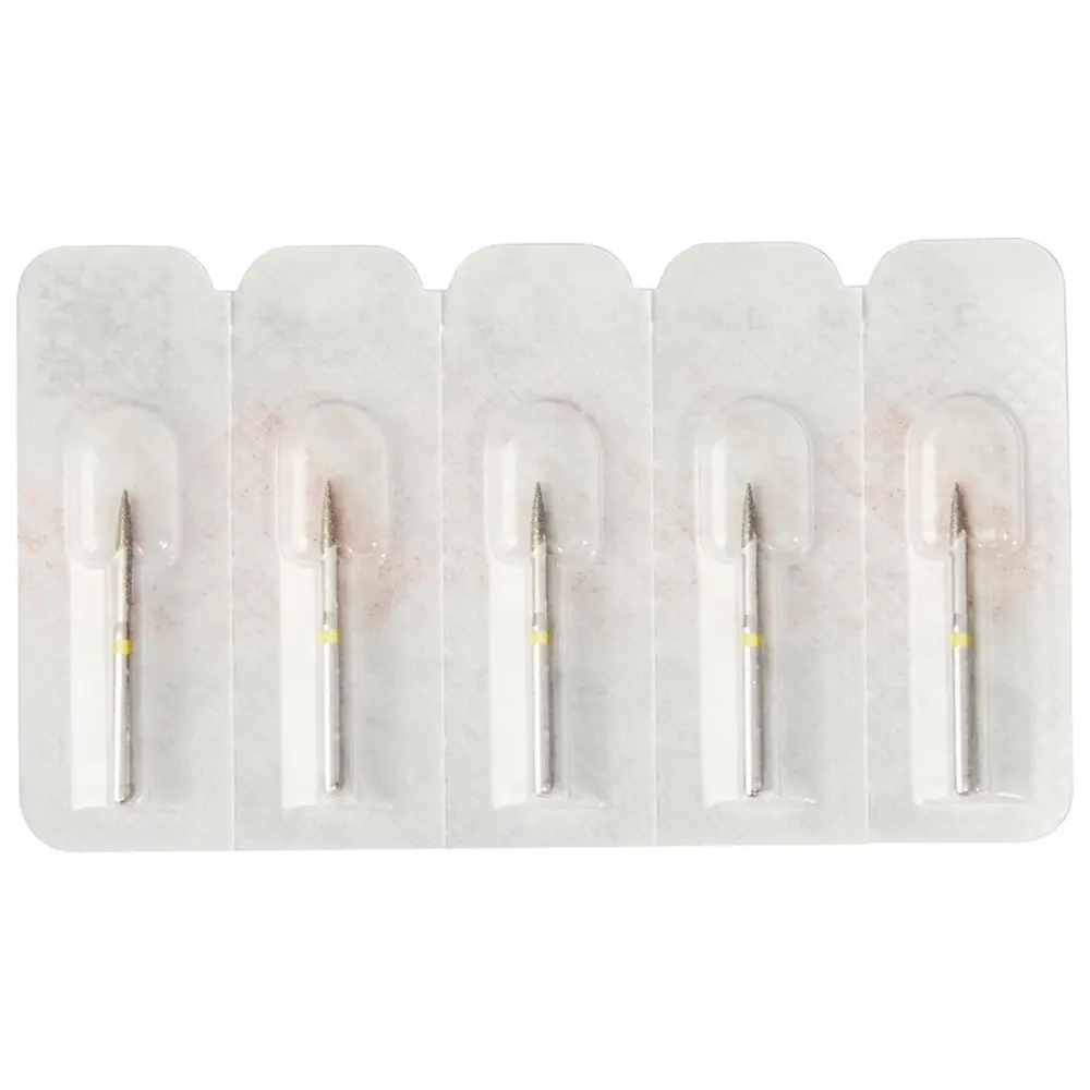 Edenta Diamanten 863 - Packung 5 Stück gelb superfein, FG, Figur 250 Flamme, 10 mm, ISO 012