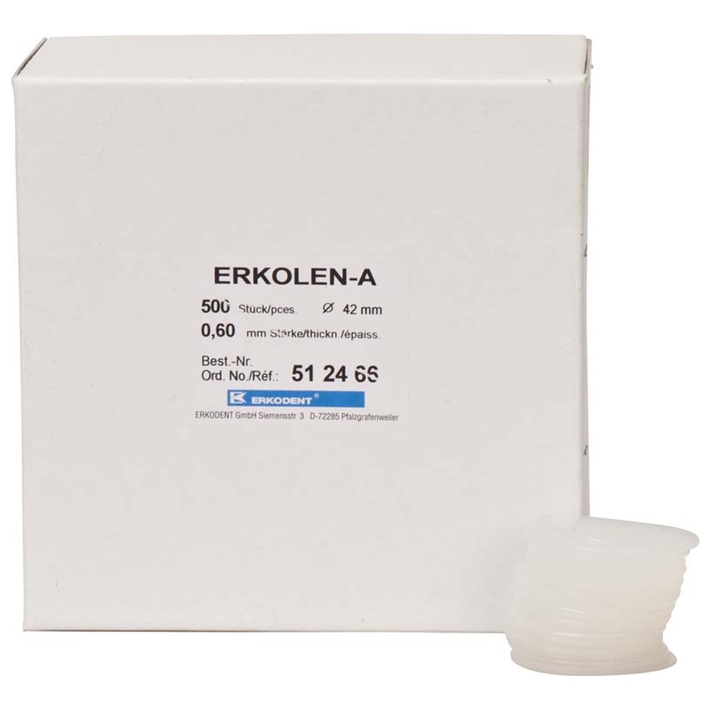 ERKODENT ERKOLEN-A - Packung 500 Stück transparent, Ø 42 mm, Stärke 0,6 mm