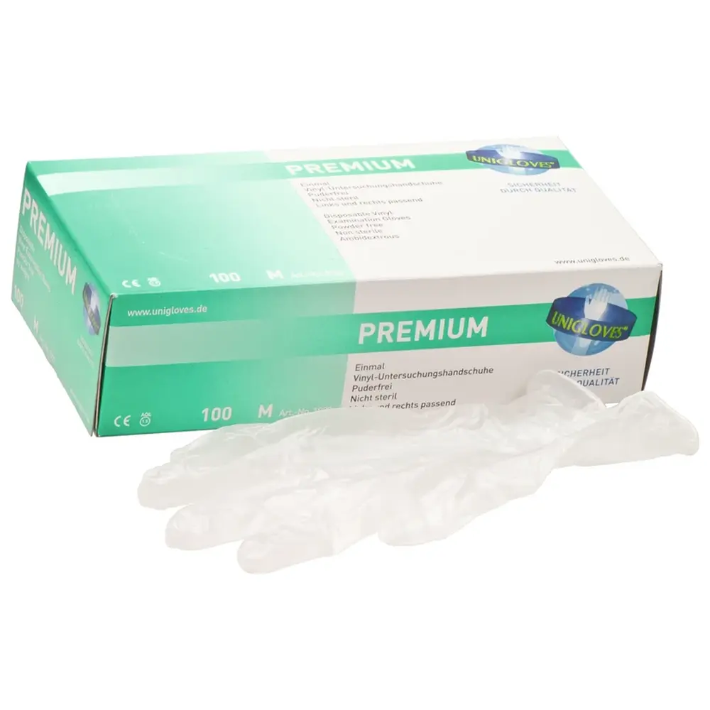 Unigloves PREMIUM - Packung 100 Stück puderfrei, transparent, M