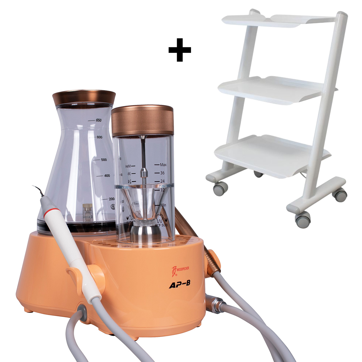 SET: Kombi Gerät Ultraschall-Pulverstrahlgerät + Rollwagen