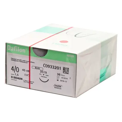 B. Braun Surgical S.A. DAFILON blau DS19 4/0 45cm, 1,5 Pa 36