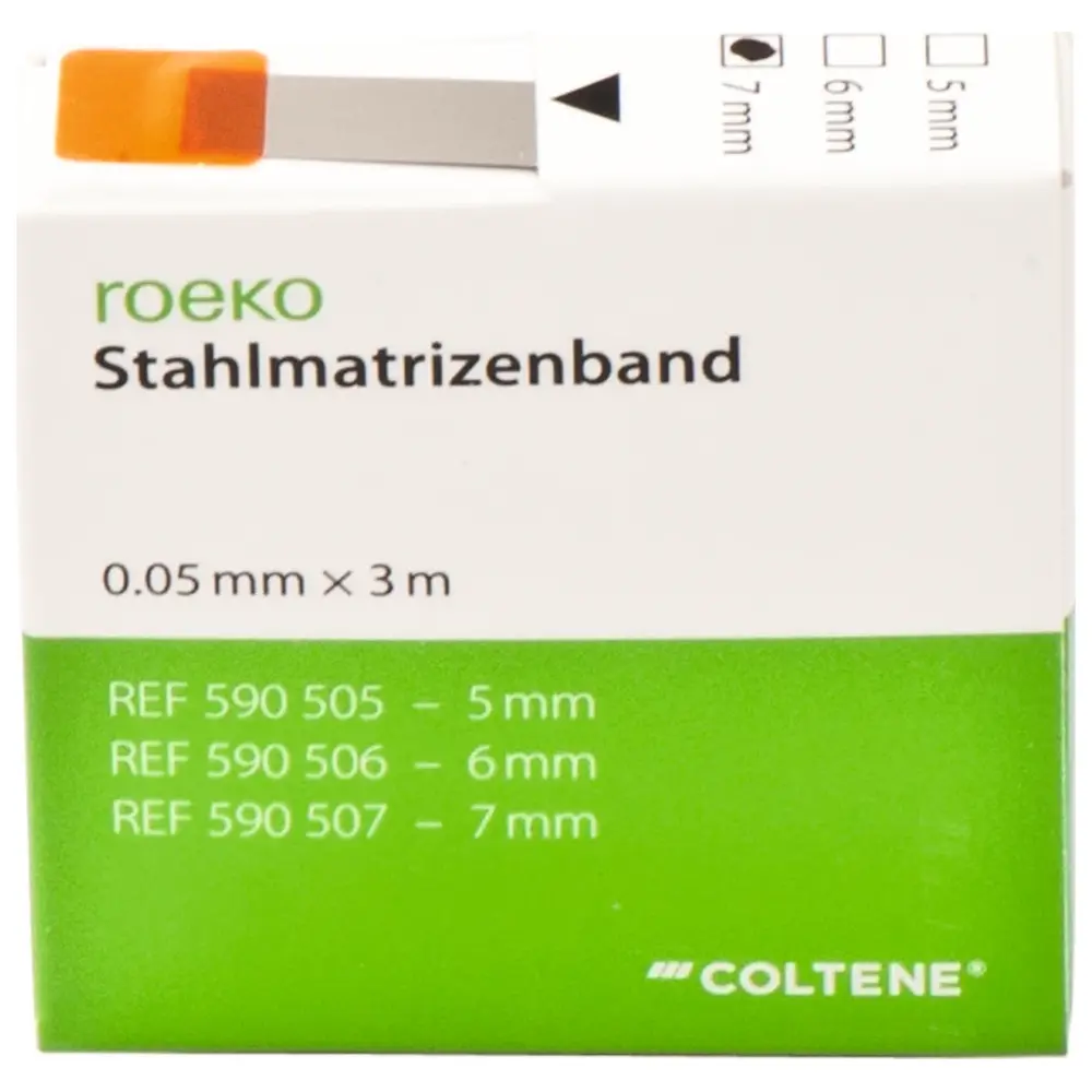COLTENE roeko Stahlmatrizenband - Spender 3 m Band Breite 7 mm, Stärke 0,05 mm