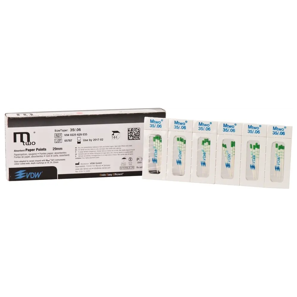 VDW Mtwo® Papierspitzen - Packung 144 Stück 29 mm, Taper.06, ISO 035