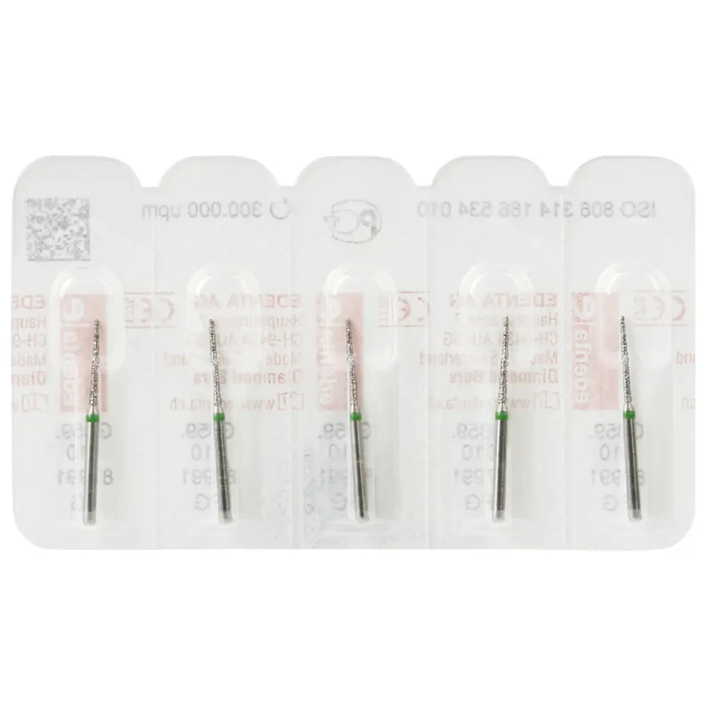 Edenta Diamanten 859 - Packung 5 Stück grün grob, FG, Figur 166 Konus Spitze, 10 mm, ISO 010