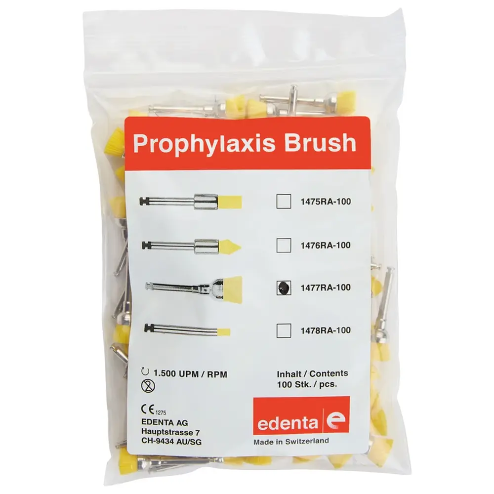 Edenta Prophylaxe Bürste - Packung 100 Stück gelb, ISO 060, RA