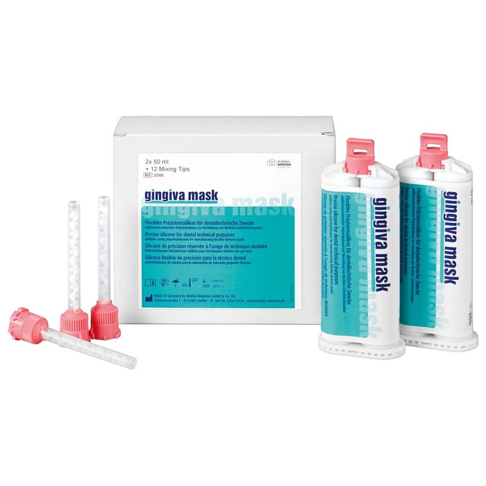 Müller-Omicron gingiva MASK - Packung 2 x 50 ml Kartusche, 12 Mixing Tips