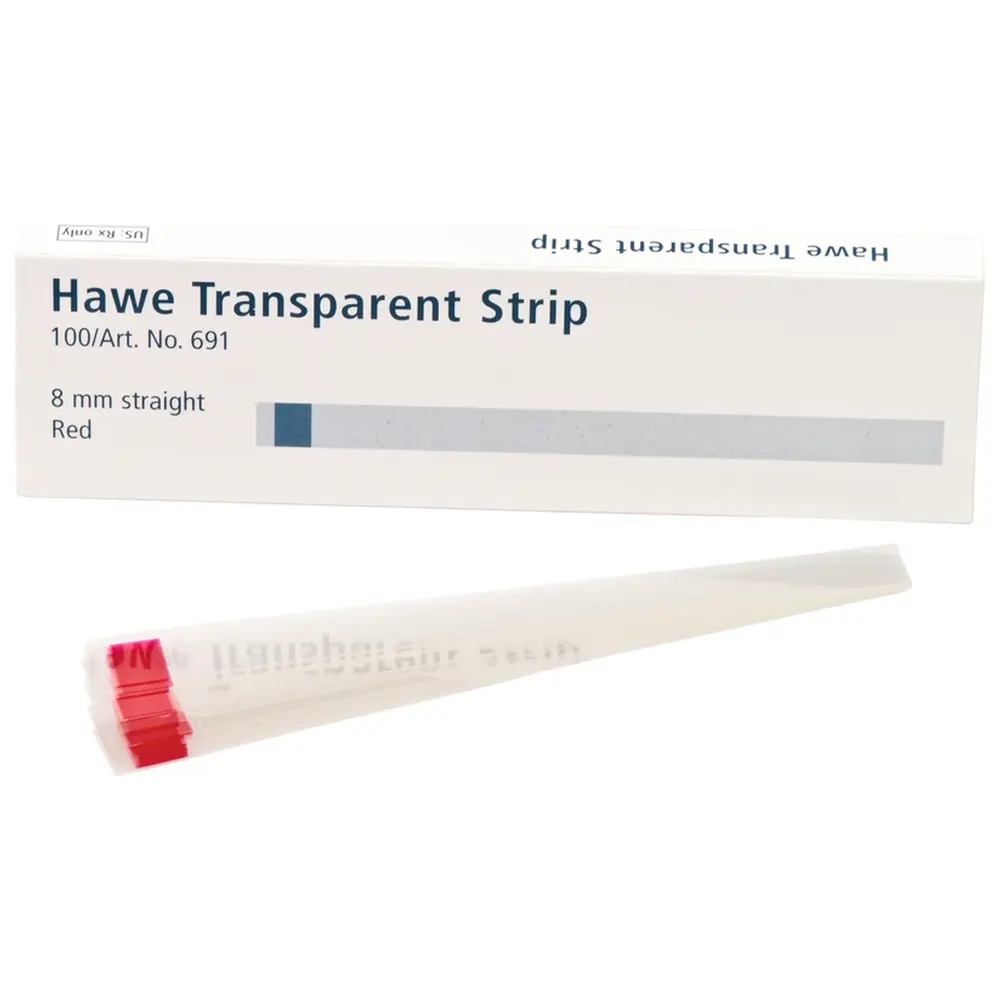 Kerr Strips transparent - Packung 100 Stück rot, Länge 100 mm, Breite 8 mm, gerade