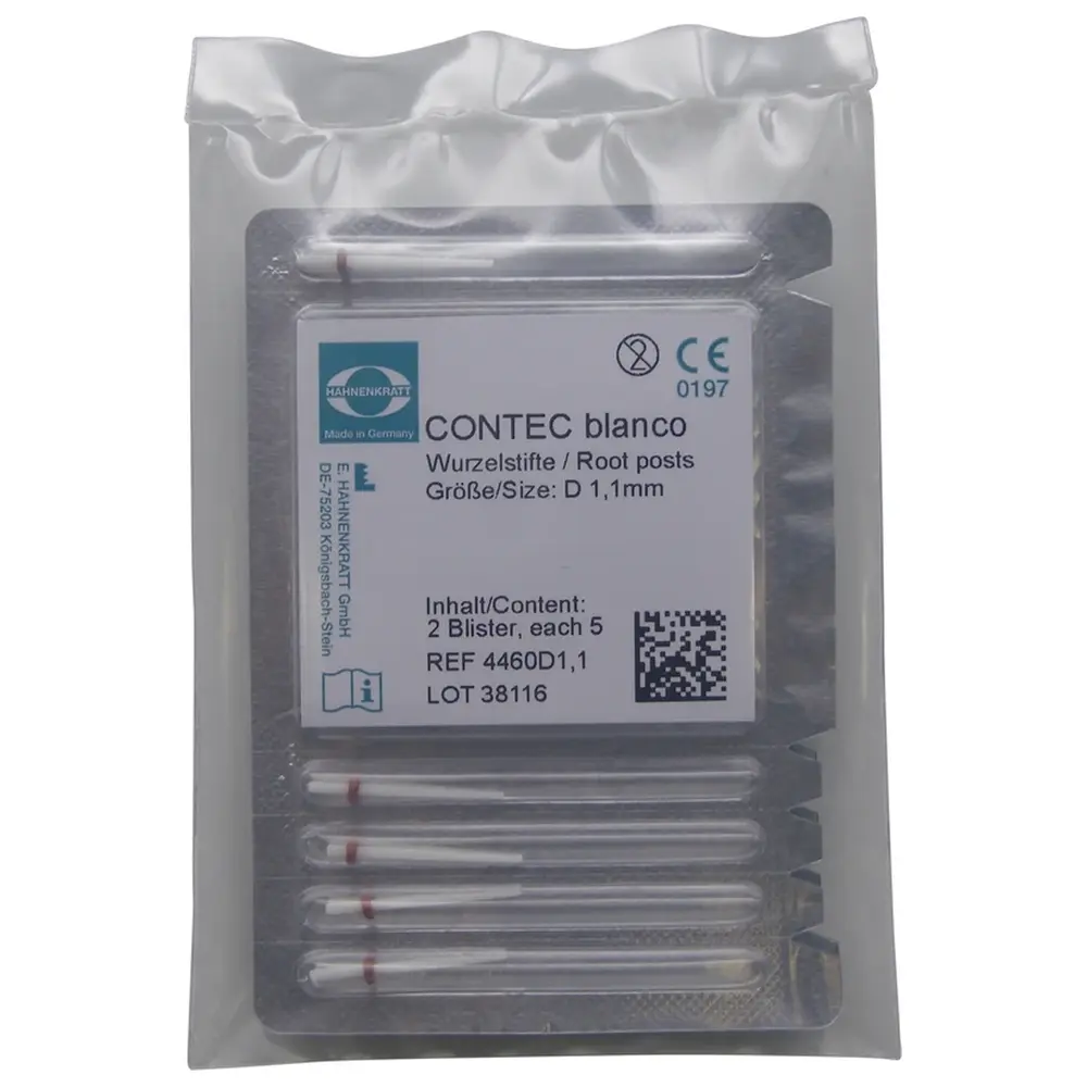 HAHNENKRATT Contec Blanco - Packung 10 Wurzelstifte weiß 1,1 mm
