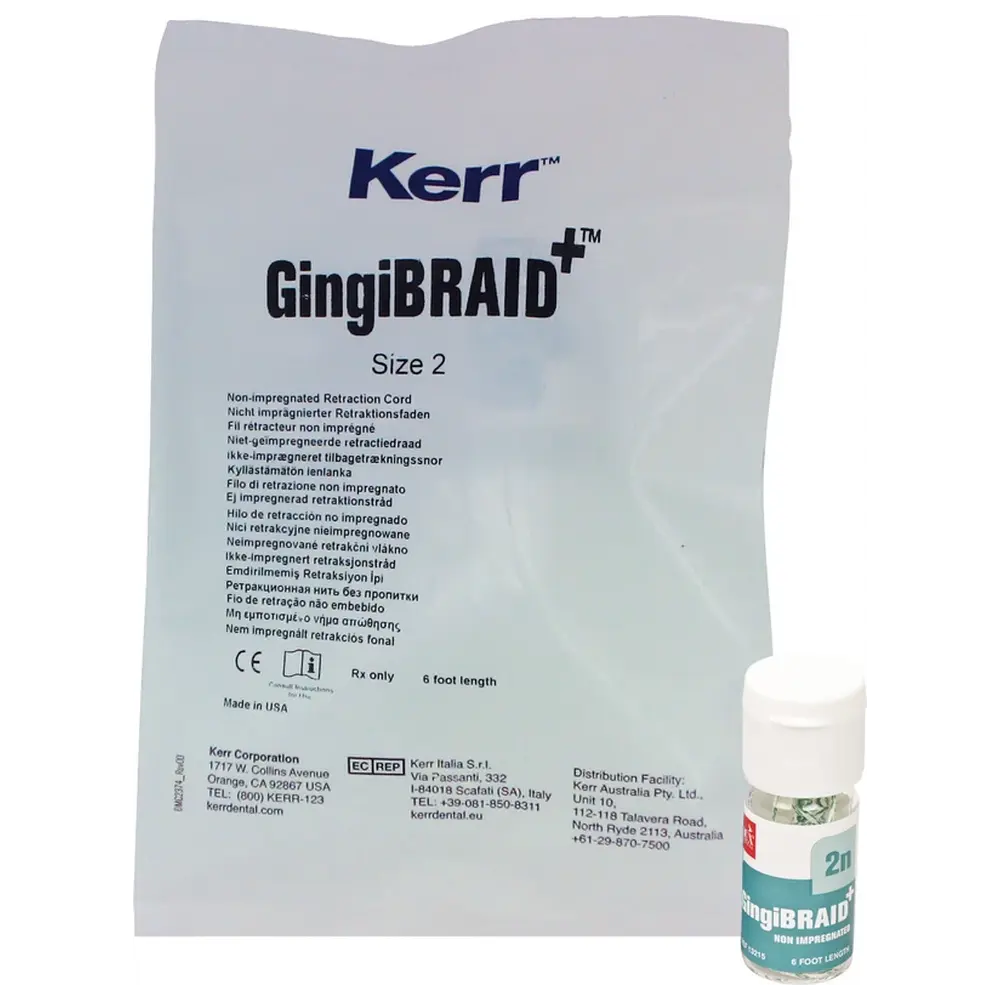 Kerr GingiBRAID+ - Flasche 183 cm Faden Größe 2n weiß mit grün, nicht imprägniert