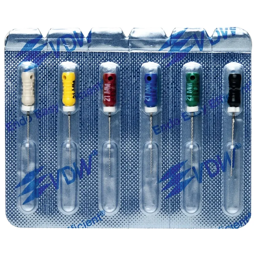 VDW STERILE Hedstroem Feilen - Sortiment 6 Stück 21 mm ISO 015-040