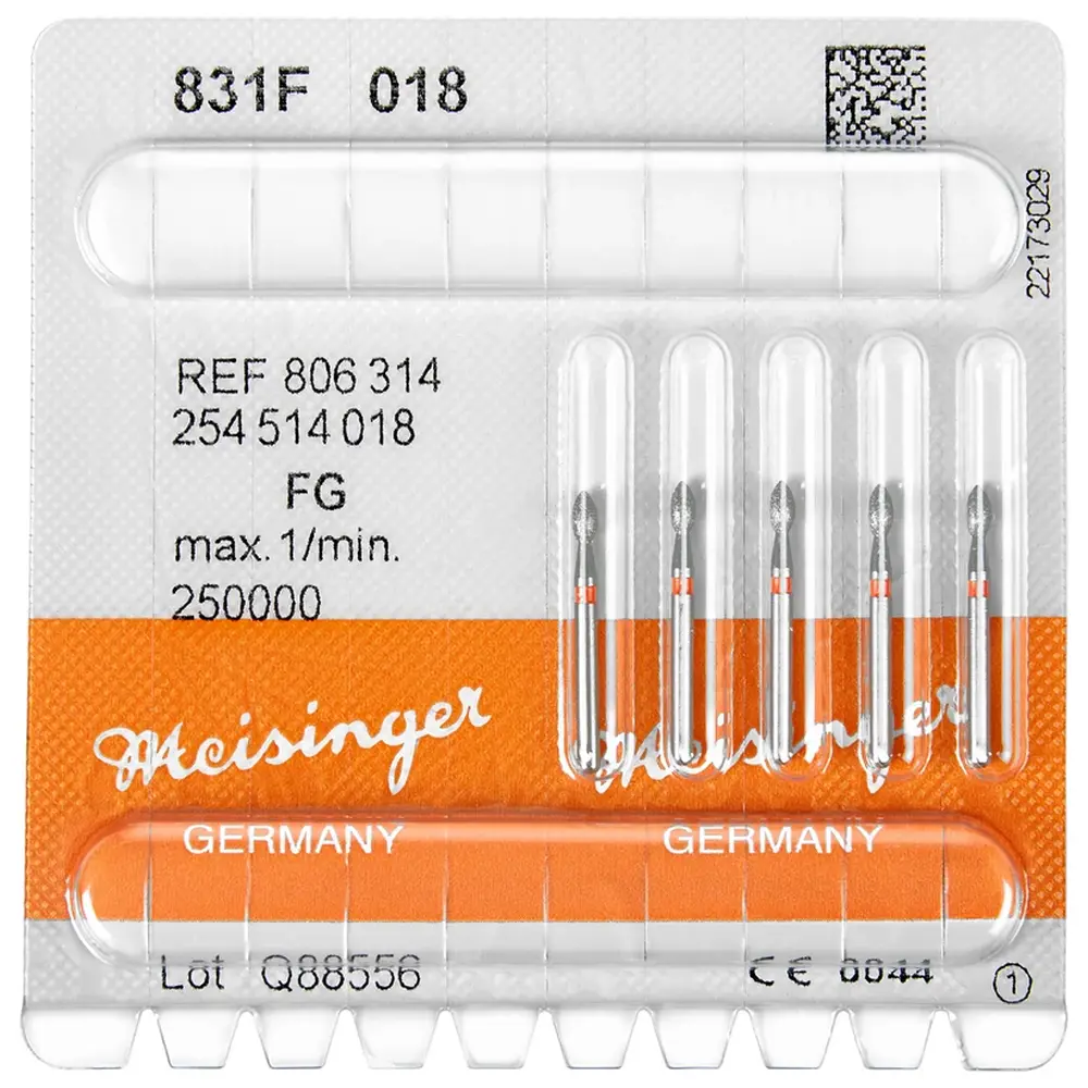Hager & Meisinger Diamanten 831 - Packung 5 Stück rot fein, FG, Figur 254 Birne, 3,5 mm, ISO 018