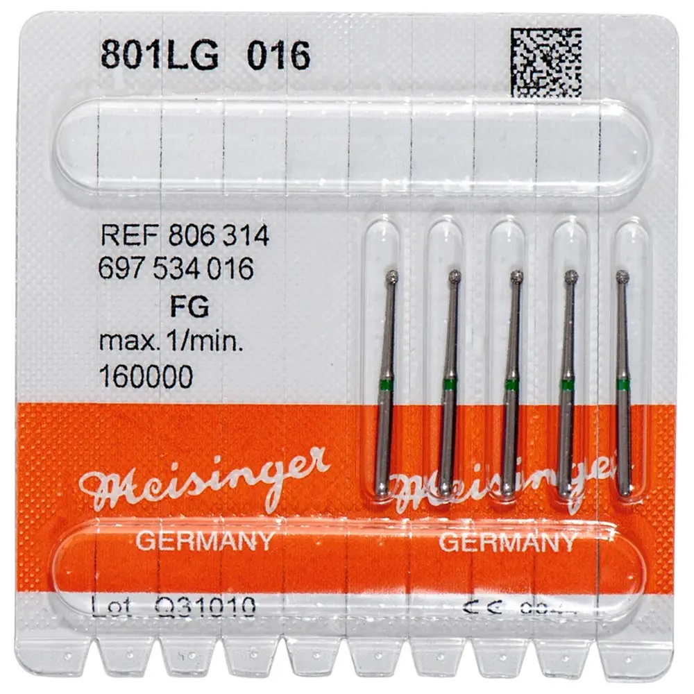 Hager & Meisinger Diamanten 801L - Packung 5 Stück grün grob, FG, Figur 697 Rund lang, ISO 016