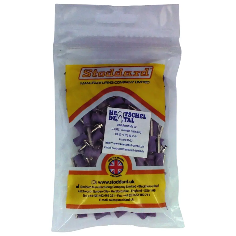 Hentschel-Dental SMART Line Gummipolierer - Packung 100 Stück latexfrei, RA, lila mittel, 10 mm