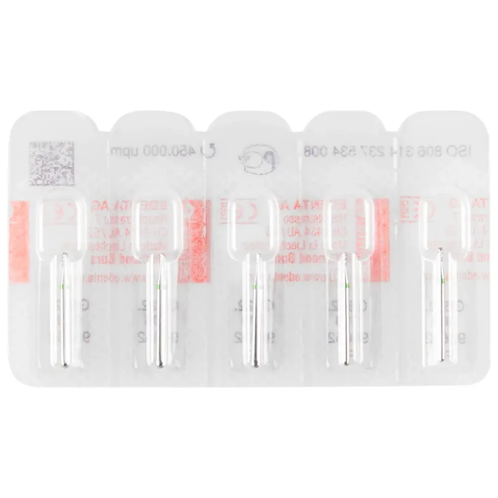 Edenta Diamanten 822 - Packung 5 Stück grün grob, FG, Figur 237 Birne, 2 mm, ISO 008