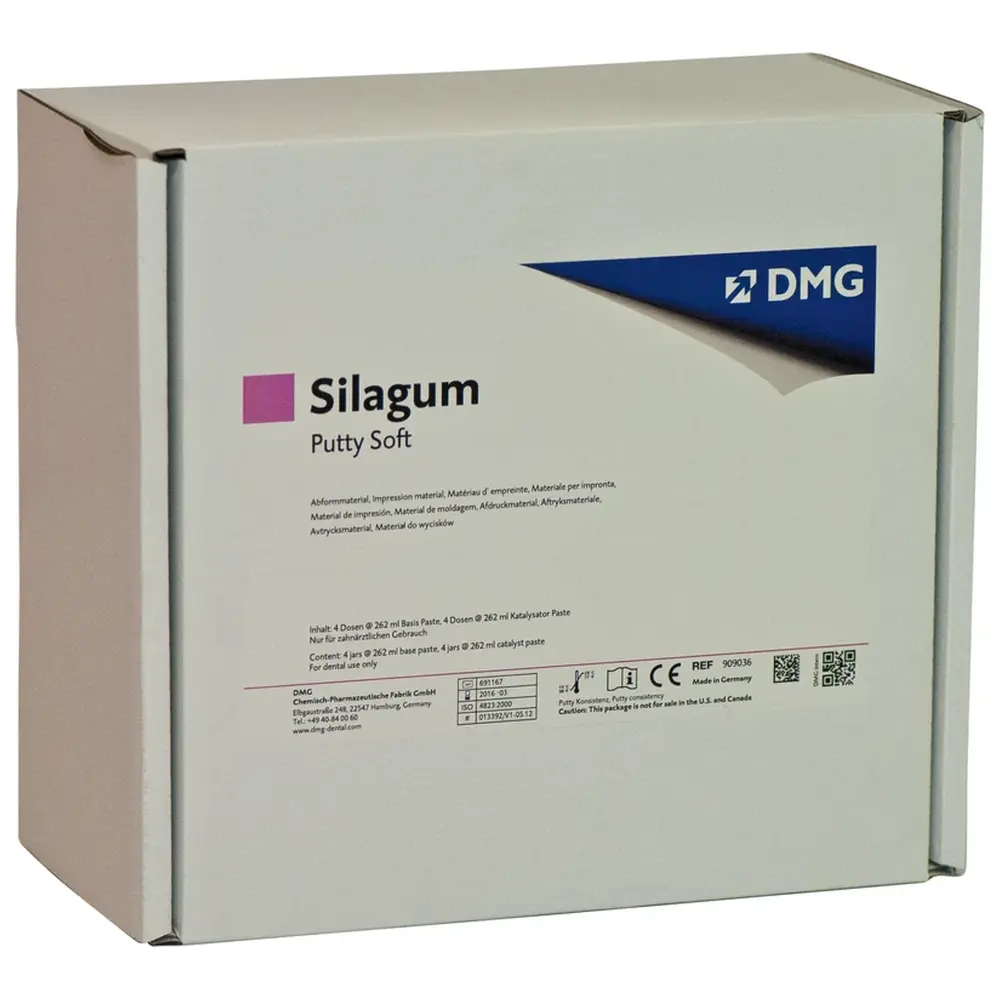 DMG Silagum Putty - Vorteilspackung 4 x 262 ml Basispaste, 4 x 262 ml Katalysatorpaste, Soft