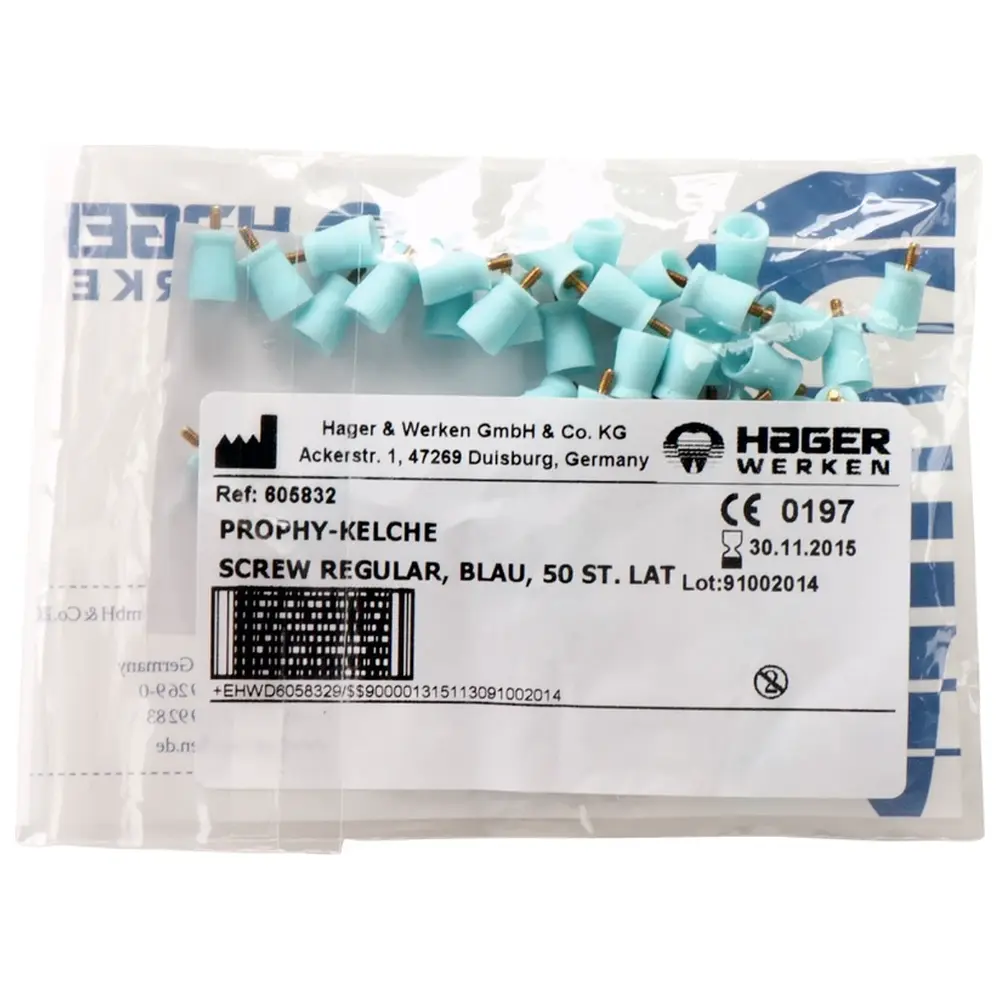 Hager & Werken Prophy-Cup® - Packung 50 Stück blau regular, schraubbar